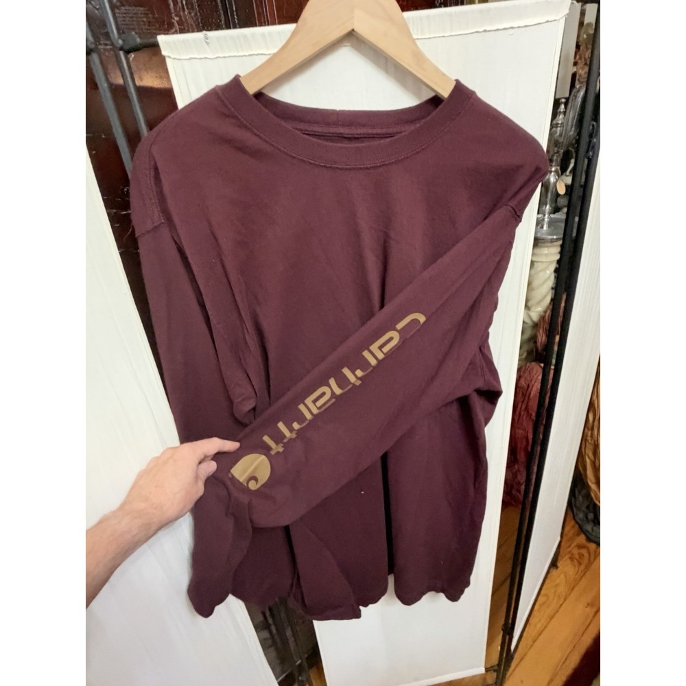 NWT Carhartt Men's S Loose Fit Long Sleeve Heavyweight T-Shirt TK0231-M Burgundy